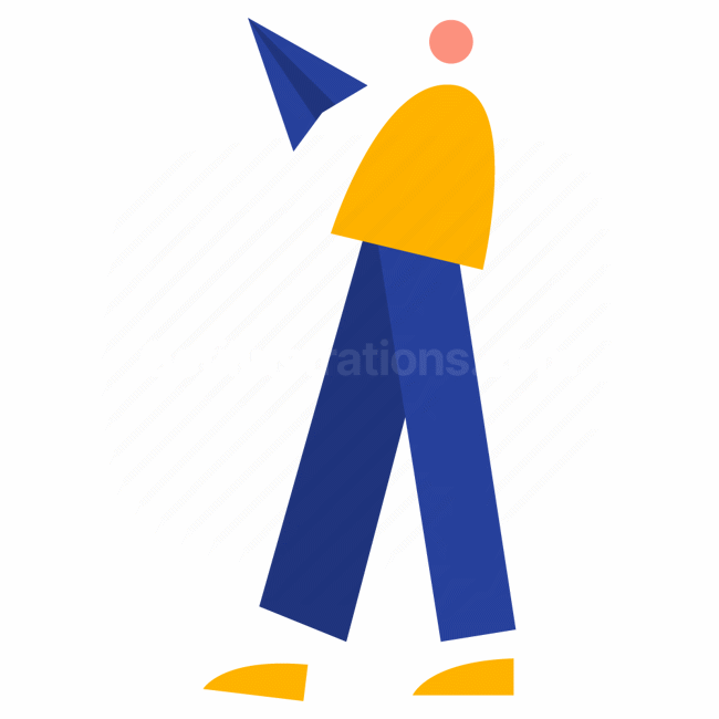 pointer, direction, paper, airplane, people, person, character