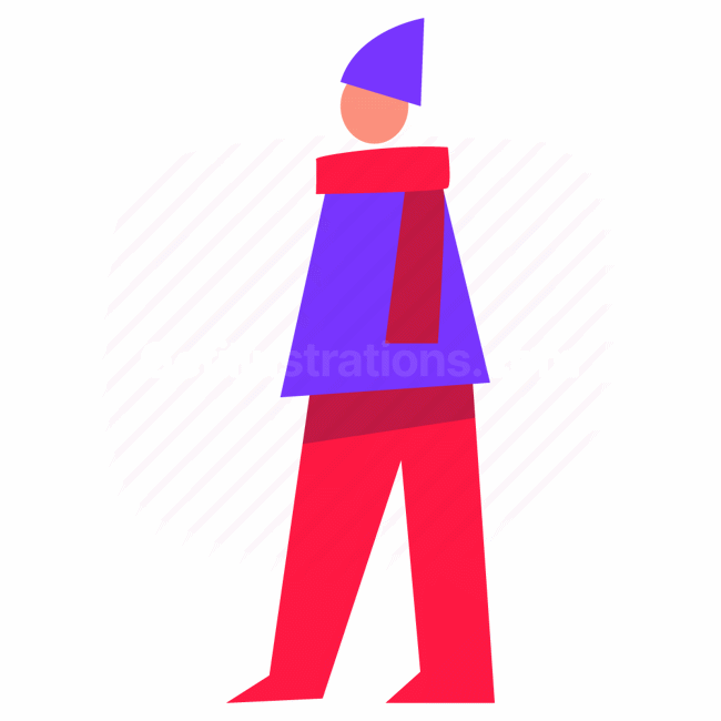 scarf, beanie, hat, man, male, people, person, character