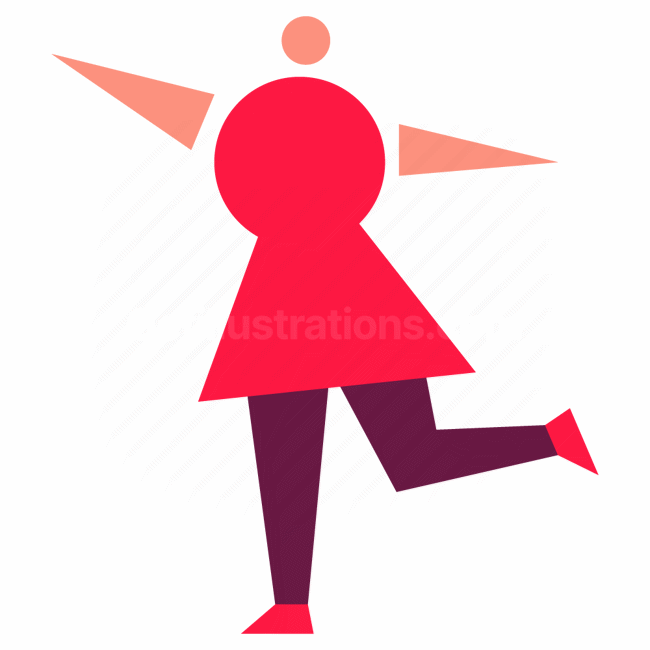 shape, circle, triangle, woman, female, people, person, character