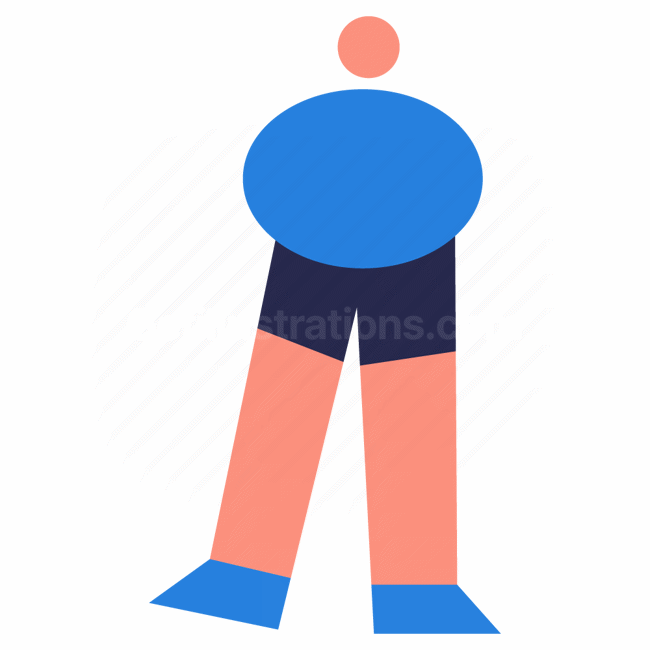 stand, character, man, male, people, person, standing, shorts