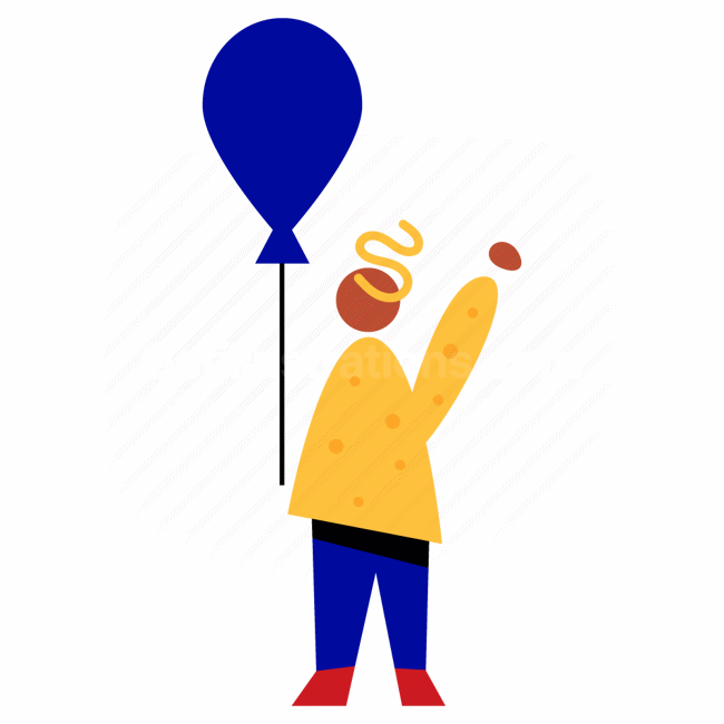 wave, waving, balloon, character, person, greeting, gesture