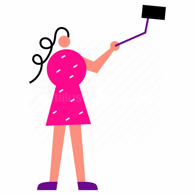 selfie, stick, mobile, phone, square, shape, woman, people, person, female
