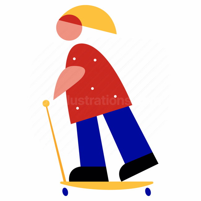 scooter, child, person, character, transport, game, play, blond