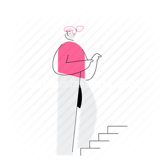 character, stairs woman, woman, female, person