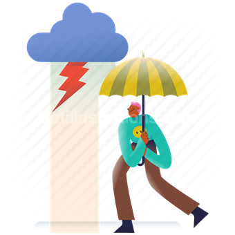 umbrella, storm, cloud, lightening, forecast, climate, rain, raining