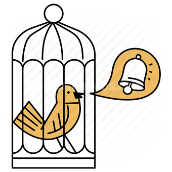 bird, birdcage, notification, sing, song, alert, bell, ringtone, ring