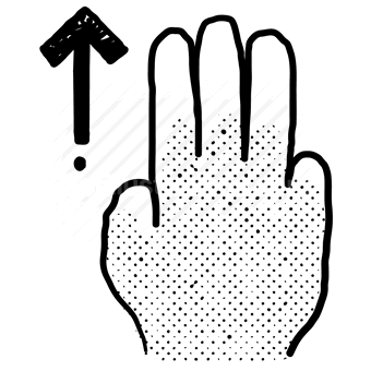 hands, gesture, three, finger, move, direction, arrow, up