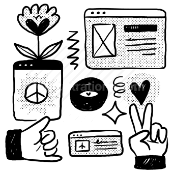 wireframe, website, peace, hand, gesture, heart