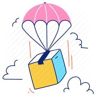 airdrop, drop, parachute, logistic, package, box