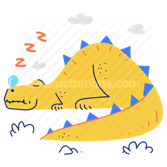 sleep, sleeping, nap, tired, exhausted, dinosaur