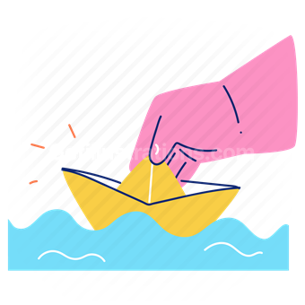 paper boat, boat, fold, paper, hand, gesture