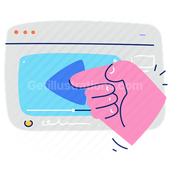 multimedia, website, video, webpage, movie, hand, gesture