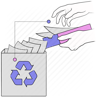 hand, gesture, recycle, paper, page, document, trash