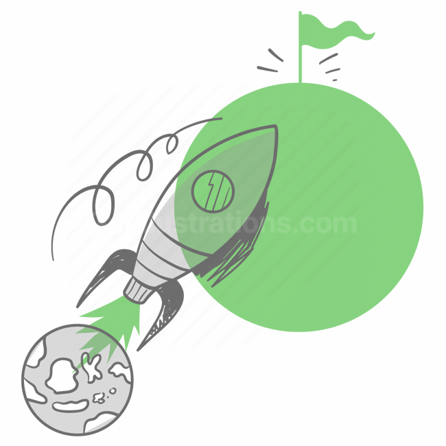 rocket, launch, moon, goal, target, flag