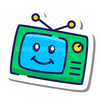 tv, television, electronic, device, smiley, smile, screen, monitor