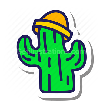 cactus, hat, summer, desert, plant, tree