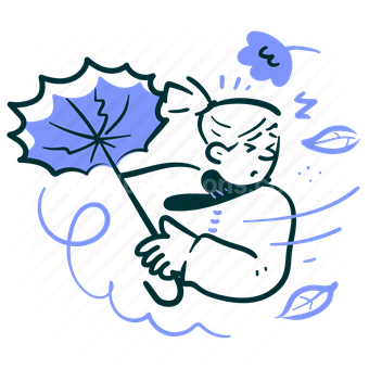 weather, wind, strong, umbrella, damage, leaves, leaf