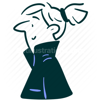 person, people, head, woman, female, jacket, ponytail