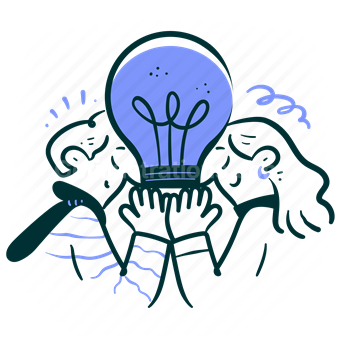 startup, idea, thought, lightbulb, man, woman