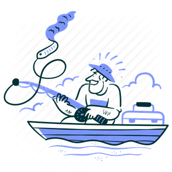 fishing, boat, hobby, activity, activities, man, sea, lake