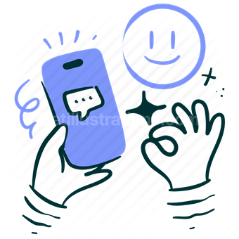 emoji, mobile, device, smartphone, phone, hand, gesture