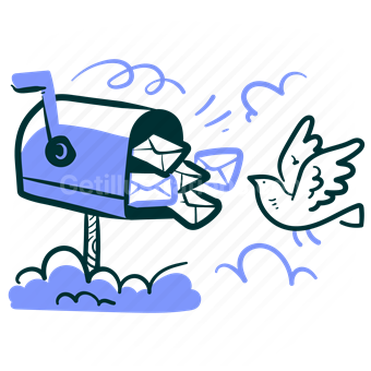 inbox, mailbox, envelope, email, mail, bird