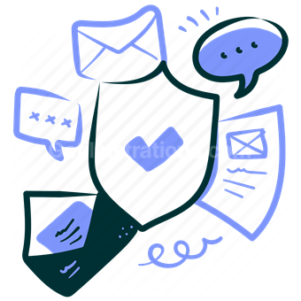 shield, checkmark, message, envelope, email, chat