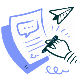 signature, paper, page, airplane, message, document, pen