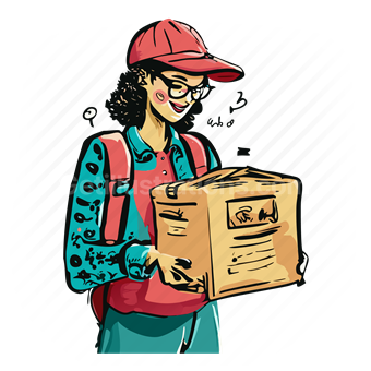 deliver, delivery, box, package, woman, people, person, shipping