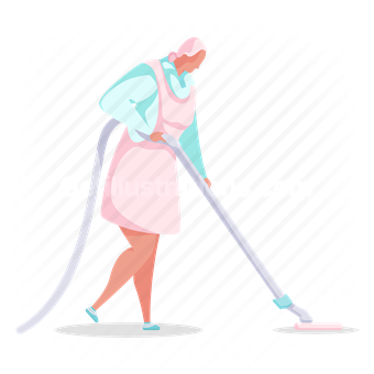 woman, cleaning, maid, occupation, housekeeping