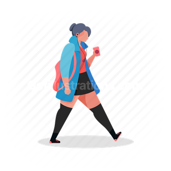 woman, headphone, mp3 player, music, walk