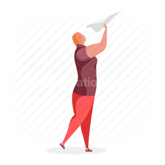 woman, paper airplane, memo, message