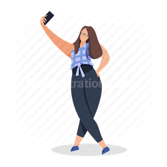 woman, selfie, smartphone, phone