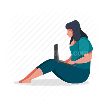 woman, device, laptop, computer