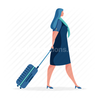 woman, stewardess, luggage, baggage, travel