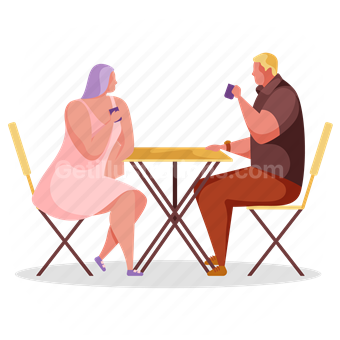 date, man, woman, table, furniture, chair
