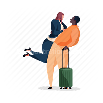 romance, couple, suitcase, baggage, luggage