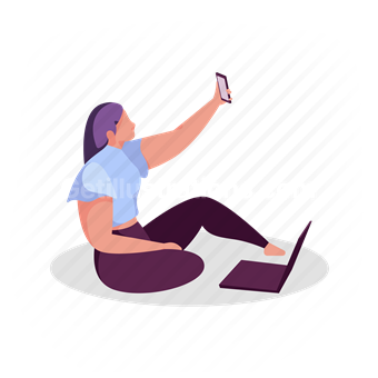 woman, selfie, electronic, device