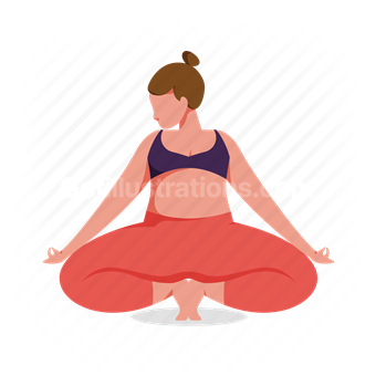 meditate, woman, yoga, pose