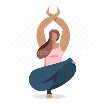 meditation, woman, yoga, pose