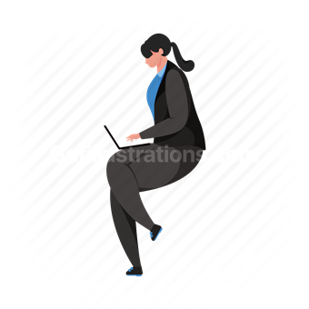 woman, business, computer, laptop