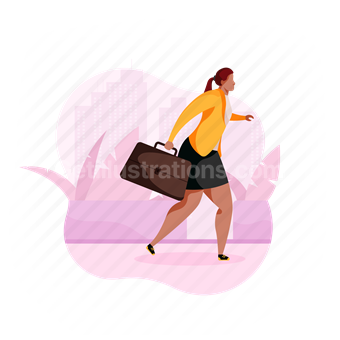 woman, business, suitcase, briefcase