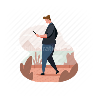 man, outdoors, mountain, smartphone