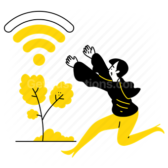 wifi, wireless, internet, signal, connect, woman, people, strength