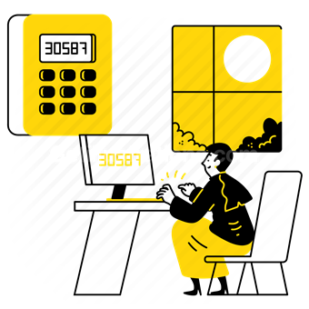 accounting, calculator, accountant, computer, electronic, woman, people, office