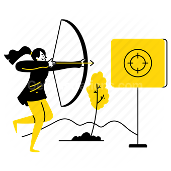 marketing, archery, arrows, target, bullseye, crosshairs, woman