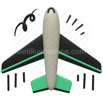 Airplane, Travel, Transportation, Vector illustration