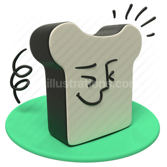 fun, playful, cartoon, character, toast, smile, expression