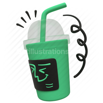 beverage, drink, straw, bubble tea, refreshment, whimsical, playful