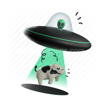 alien, spaceship, ufo, cow, animal, abduction, lost